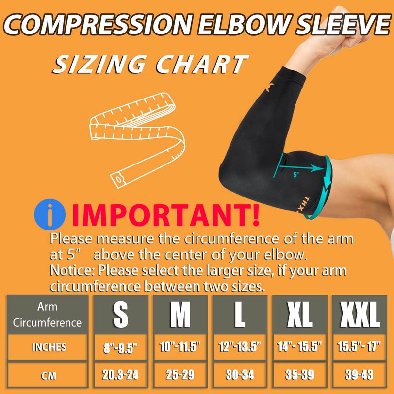THX4COPPER Elbow Compression Sleeve(2 Pieces) - 1Copper Infused Support â€“Guaranteed Recovery Copper Elbow Brace-Idea for Workouts, Sports, Golfers, Tennis Elbow, Arthritis, Tendonitis-Large - Image 2
